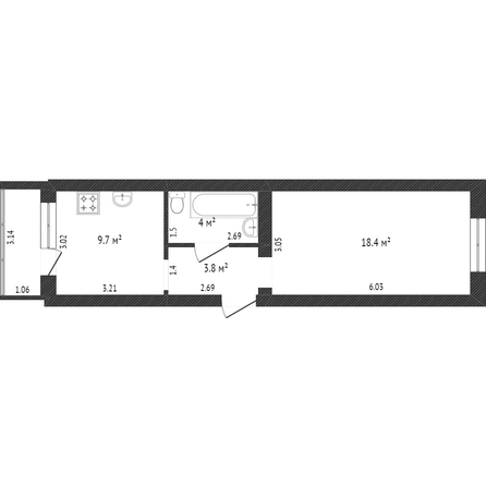 
   Продам 1-комнатную, 44.1 м², Героя Яцкова И.В. ул, 8

. Фото 20.