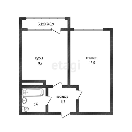 
   Продам 1-комнатную, 32.7 м², Домбайская ул, 55/3

. Фото 18.