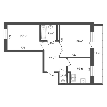 
   Продам 2-комнатную, 56 м², Античная ул, 2

. Фото 1.