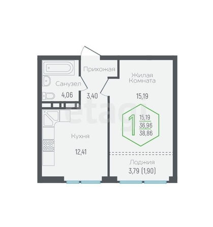 
   Продам 1-комнатную, 35.06 м², Обрывная ул, 22/1

. Фото 12.