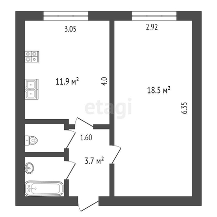 
   Продам 2-комнатную, 18.5 м², Уральская ул, 115

. Фото 8.