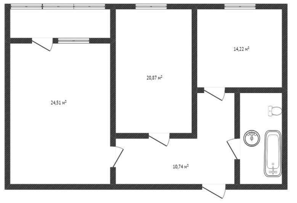 
   Продам 2-комнатную, 76.4 м², Ярославская ул, 113/1

. Фото 1.