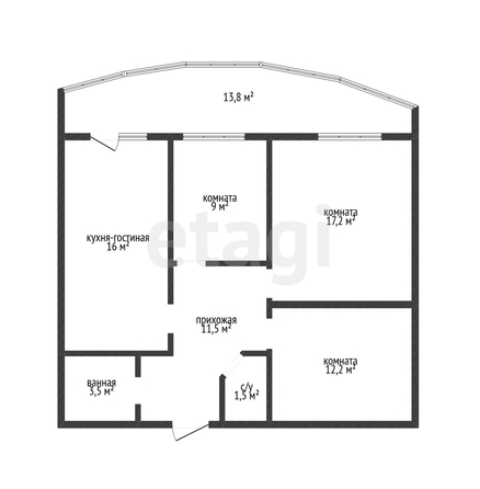 
   Продам 3-комнатную, 71 м², Конгрессная ул, 33/1

. Фото 8.