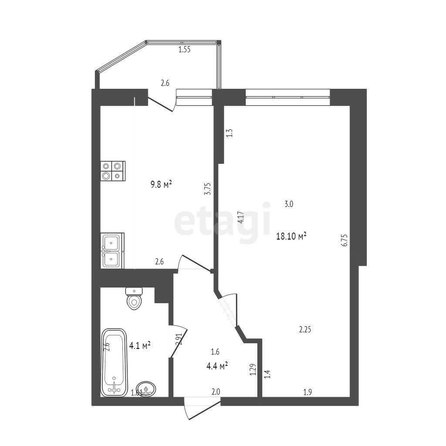 
   Продам 1-комнатную, 36.4 м², Командорская ул, 3/2

. Фото 27.