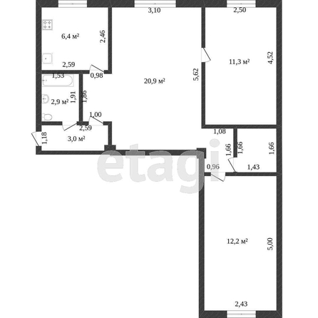 
   Продам 3-комнатную, 55.8 м², Старокубанская ул, 109

. Фото 10.