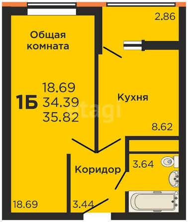 
   Продам 1-комнатную, 35.9 м², Заполярная ул, 39/9

. Фото 1.