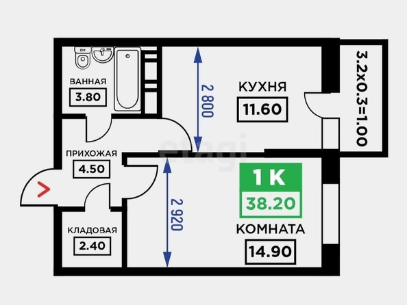 
   Продам 1-комнатную, 40 м², Дубравная ул, 1

. Фото 10.