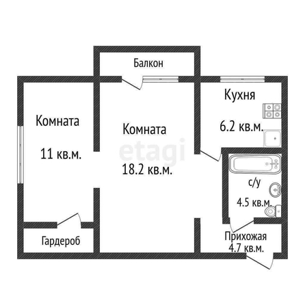 
   Продам 2-комнатную, 44.6 м², Ставропольская ул, 109

. Фото 6.