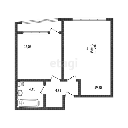 
   Продам 1-комнатную, 42.1 м², Режиссёр, литера 3

. Фото 7.