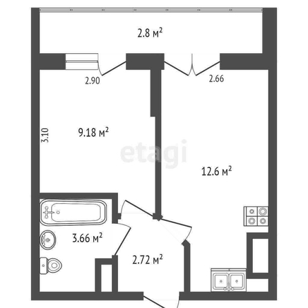 
   Продам 1-комнатную, 31 м², Лучший, литер 1

. Фото 1.