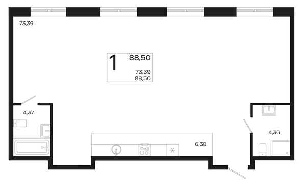 
   Продам 1-комнатную, 88.5 м², Патрики, литер 2

. Фото 4.