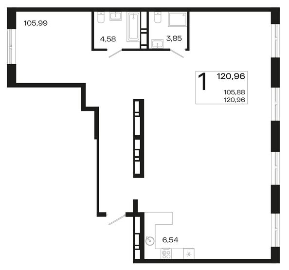 
   Продам 1-комнатную, 120.96 м², Патрики, литер 4.1

. Фото 4.