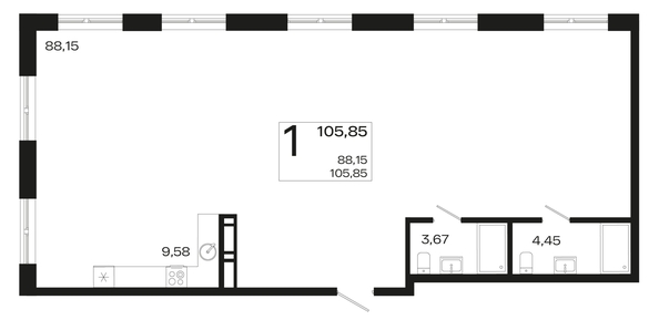 
   Продам 1-комнатную, 105.85 м², Патрики, литер 5.1

. Фото 4.