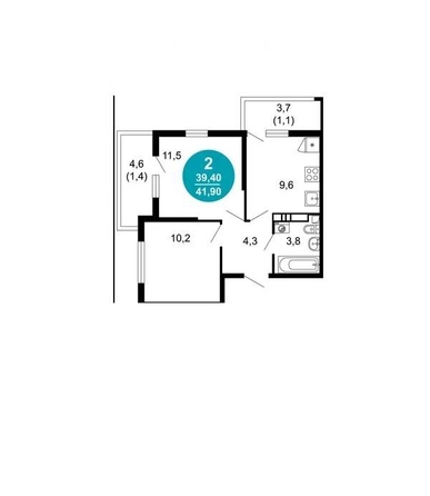 
   Продам 2-комнатную, 41.9 м², Искры ул, 66/10

. Фото 2.