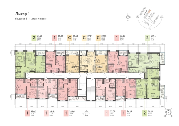 
   Продам 2-комнатную, 60.15 м², Кудухова Б.С. ул, 1

. Фото 18.