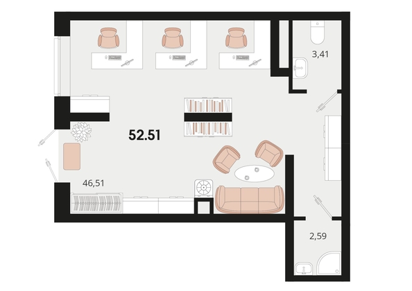 
   Продам офис, 52.51 м², Родные просторы, литера 13

. Фото 1.