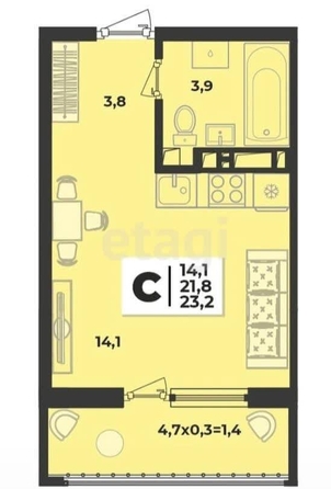 
   Продам студию, 21.9 м², Западный Обход ул, 48

. Фото 9.