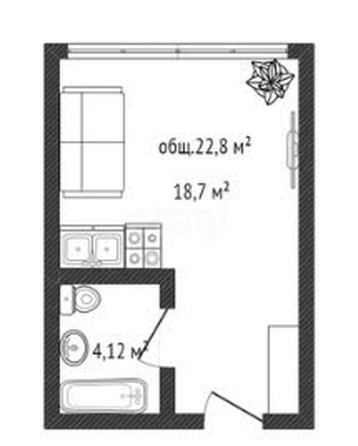 
   Продам студию, 22.8 м², Обрывная ул, 22/1

. Фото 2.