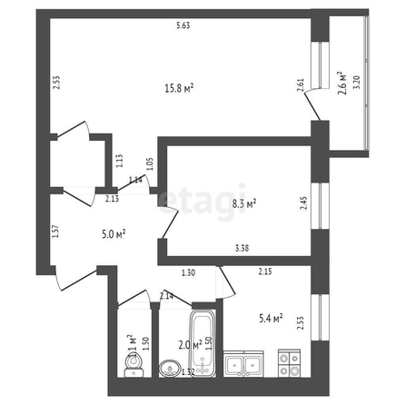 
   Продам 2-комнатную, 38.5 м², Строительная ул, 6

. Фото 10.