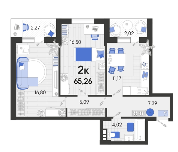 
   Продам 2-комнатную, 65.3 м², Спортивная ул, 2а лит8

. Фото 4.