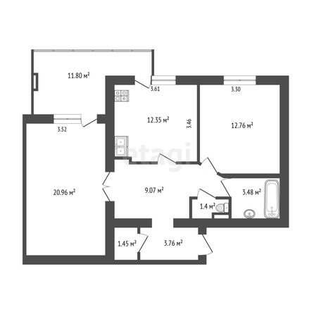 
   Продам 2-комнатную, 69.4 м², Старокубанская ул, 123

. Фото 34.