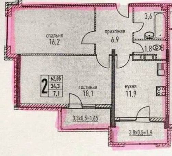 
   Продам 2-комнатную, 69 м², Таманская ул, 121к6

. Фото 46.