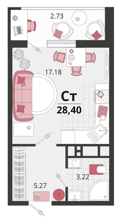 
   Продам 1-комнатную, 28.4 м², Природная ул, 10Б к21

. Фото 4.