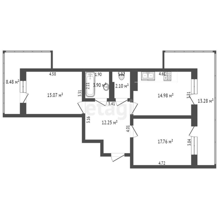 
   Продам 2-комнатную, 66.3 м², Стахановская ул, 1/3

. Фото 14.