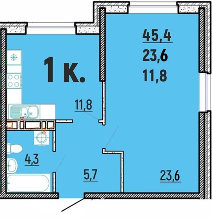 
  Продается 1-комн. квартира, 45.4 м², ЖК Клубный дом Агой
. Фото 2.