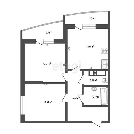 
   Продам 2-комнатную, 55.1 м², Петра Метальникова ул, 36

. Фото 10.