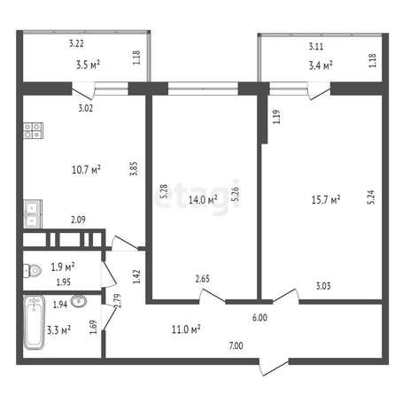 
   Продам 2-комнатную, 64.1 м², Героя Георгия Бочарникова ул, 4

. Фото 9.