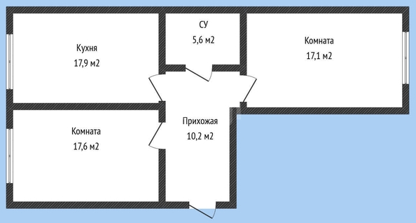 
   Продам 2-комнатную, 68.4 м², Сергея Михалева ул, 2А

. Фото 1.