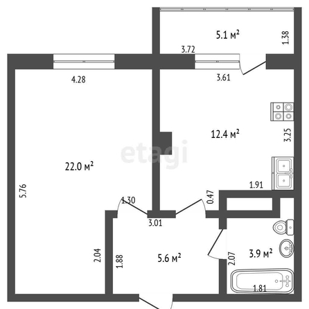 
   Продам 1-комнатную, 43.9 м², Героя Яцкова И.В. ул, 6

. Фото 28.