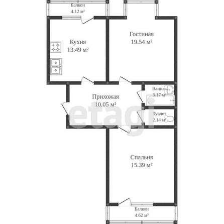 
   Продам 2-комнатную, 59.6 м², Героя Яцкова И.В. ул, 15/2

. Фото 9.