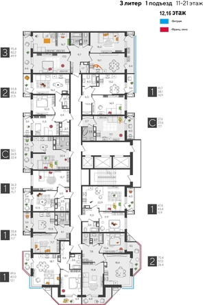 
  Продается 3-комн. квартира, 95.4 м², ЖК Рекорд 2, литера 3
. Фото 1.