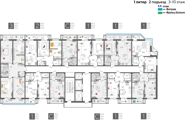 
  Продается студия, 28.2 м², ЖК Рекорд 2, литера 1
. Фото 1.