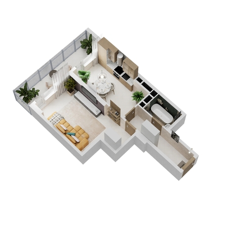 
  Продается 1-комн. квартира, 43.38 м², ЖК Золотой Берег, литер 3
. Фото 1.
