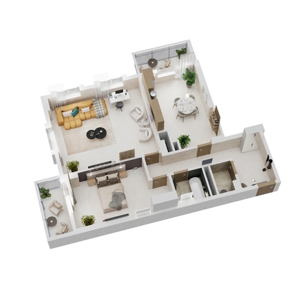 
  Продается 2-комн. квартира, 91.42 м², ЖК Золотой Берег, литер 6
. Фото 1.