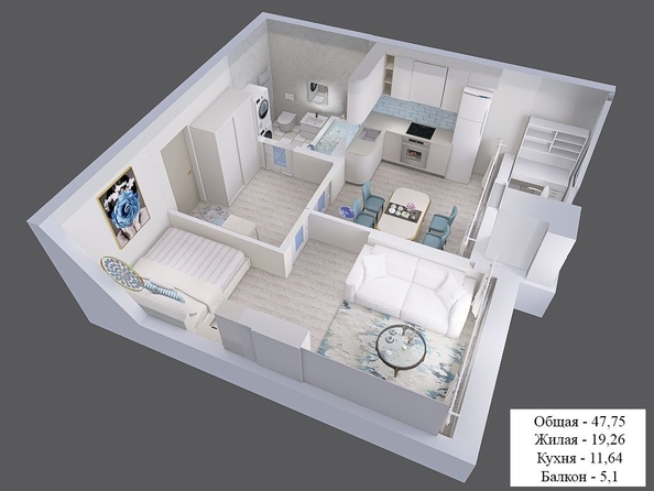 
  Продается 1-комн. квартира, 47.75 м², ЖК Клубный дом Агой
. Фото 2.