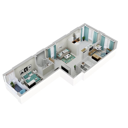 
  Продается 2-комн. квартира, 66.3 м², ЖК Зеленая территория, литера 1.1
. Фото 1.