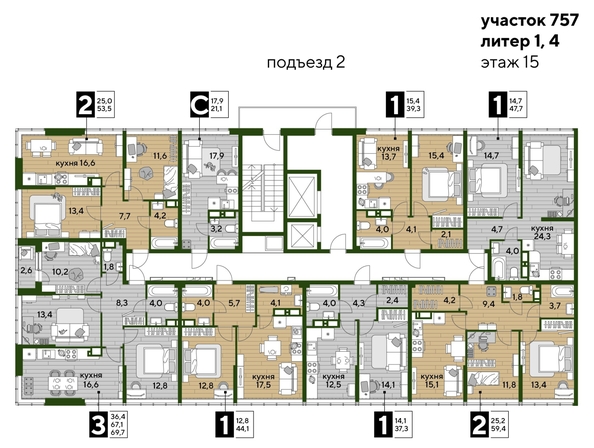 
  Продается 2-комн. квартира, 59.4 м², ЖК DOGMA PARK (Догма парк), литера 21
. Фото 1.