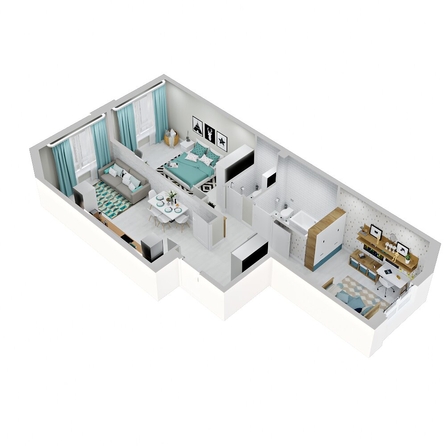 
  Продается 2-комн. квартира, 61.4 м², ЖК Зеленая территория, литера 1.2
. Фото 1.