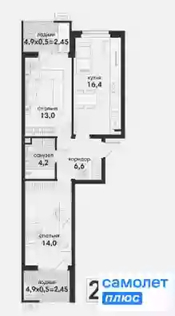 
  Продается 2-комн. квартира 59.1 м², в ЖК Новая Елизаветка, литер 17. Фото 9.