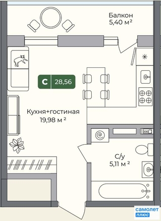 
  Продается студия 28.5 м², в ЖК Цитрус, литер 1. Фото 8.