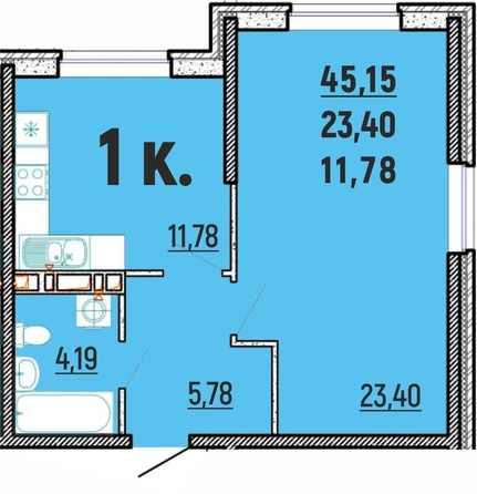 
  Продается 1-комн. квартира, 45.15 м², ЖК Клубный дом Агой
. Фото 1.