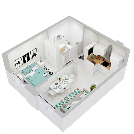 
  Продается 1-комн. квартира, 37.51 м², ЖК Зеленая территория, литера 1.2
. Фото 1.