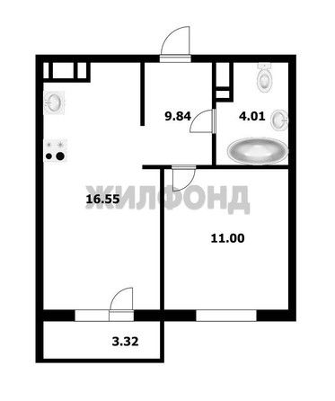 
  Продается 1-комн. квартира, 35.4 м², Западный Обход ул, д. 39/1к6
. Фото 13.