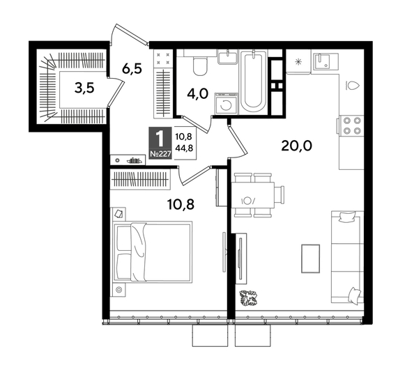 
  Продается 1-комн. квартира, 44.1 м², ЖК DOGMA PARK (Догма парк), литера 19
. Фото 1.