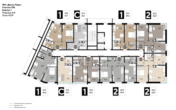 
  Продается 1-комн. квартира, 41.7 м², ЖК DOGMA PARK (Догма парк), литера 13
. Фото 2.