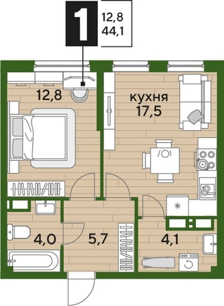 
  Продается 1-комн. квартира, 43.7 м², ЖК DOGMA PARK (Догма парк), литера 3
. Фото 1.